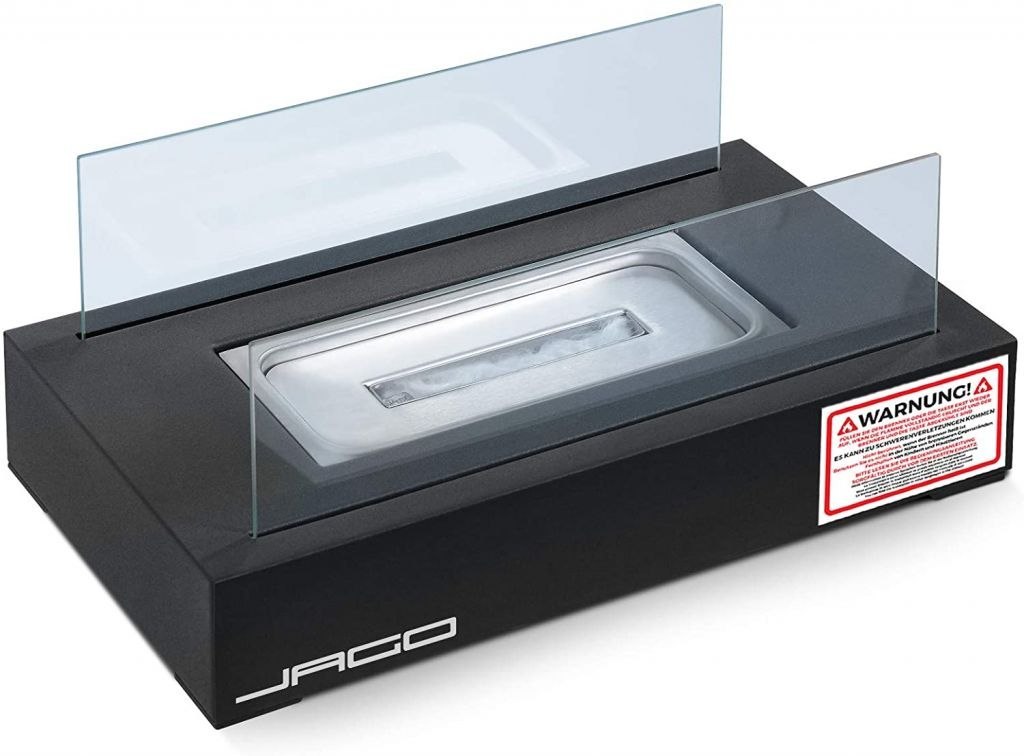 Kominek stołowy ze stali nierdzewnej, czarny, 350 x 182 x 14